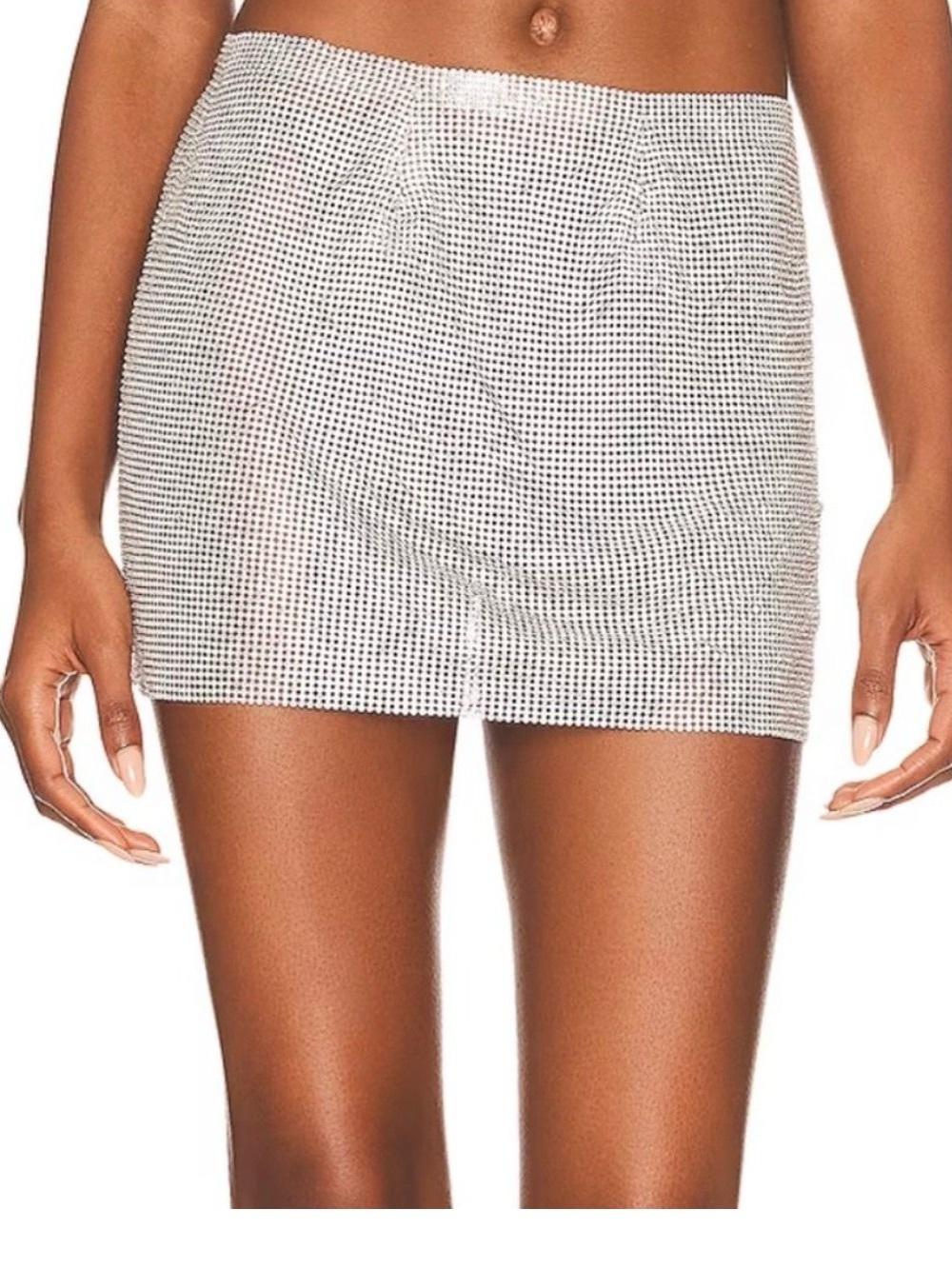 Camila Coelho Silver Rhinestone Mini Skirt Sz XS/S